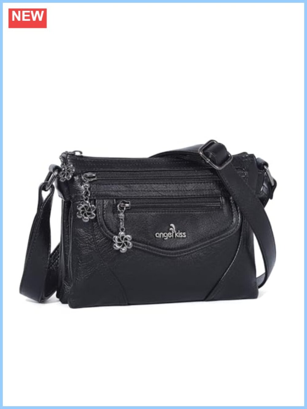 Multi-Pocket Vegan Leather Crossbody Bag Women, Lightweight Shoulder Purse with
